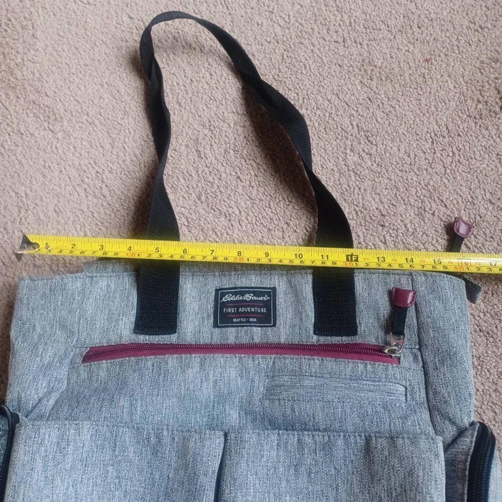 Eddie Bauer First Adventure Diaper Shoulder Bag‎ Heather Grey Black Accents